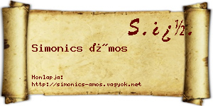 Simonics Ámos névjegykártya